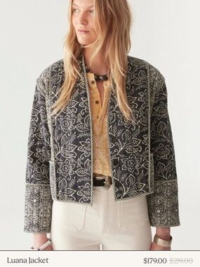 Luana Black & Cream Floral Jean Jacket